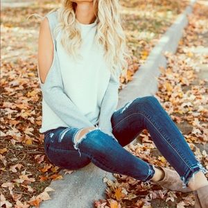 Homebody Cotton Cold Shoulder Knit Top